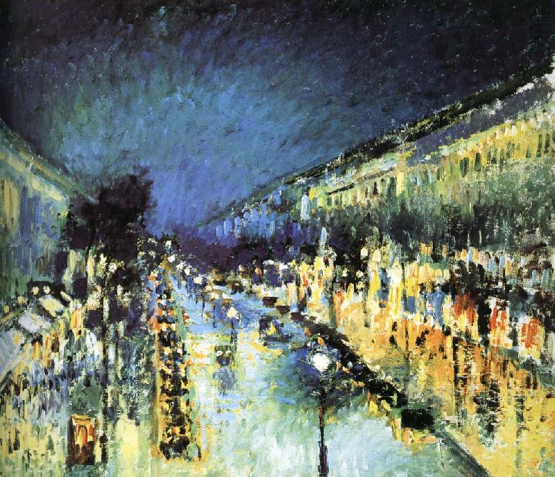 Montmartre Street Night, Camille Pissarro